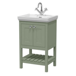 Dezine Colorado 500mm Fern Green 1 Tap Hole Floorstanding Vanity Unit - thumbnail 1