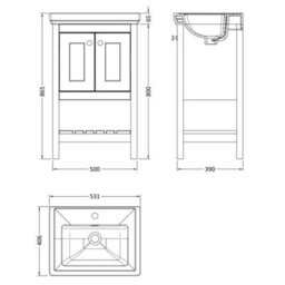 Dezine Colorado 500mm Fern Green 1 Tap Hole Floorstanding Vanity Unit - thumbnail 4