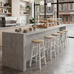 White Wooden Bar Stool Breakfast Seat Revolving Bar Stool Dining Seat - thumbnail 5