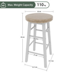 White Wooden Bar Stool Breakfast Seat Revolving Bar Stool Dining Seat - thumbnail 2