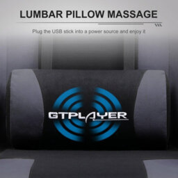 Gtplayer Fabric Gaming Chair, Massage Ergonomic Computer Chair With Footrest, Lumbar Support, Home Office Pc Racing Chairs, Grey - thumbnail 8