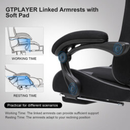 Gtplayer Fabric Gaming Chair, Massage Ergonomic Computer Chair With Footrest, Lumbar Support, Home Office Pc Racing Chairs, Grey - thumbnail 4
