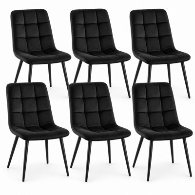 Oira Homes Black Nova Velvet Dining Chairs Set Of 6 Modern Tufted Kitchen Dining Chairs Dining Room Furniture - image 1