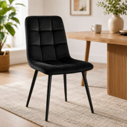 Oira Homes Black Nova Velvet Dining Chairs Set Of 6 Modern Tufted Kitchen Dining Chairs Dining Room Furniture - thumbnail 3