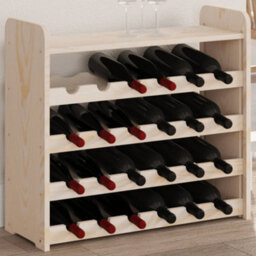 Berkfield Wine Rack With Top Board 67.5X25X60 Cm Solid Wood Pine - thumbnail 1
