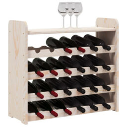 Berkfield Wine Rack With Top Board 67.5X25X60 Cm Solid Wood Pine - thumbnail 4