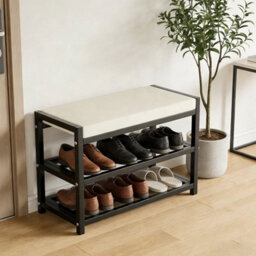 80 Shoe Bench Stool Shoe Cabinet Storage Rack Cabinet Bench Rack - thumbnail 1
