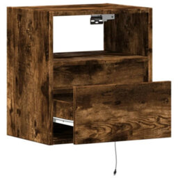 Berkfield Durable Tv Wall Cabinets With Led Lights 2 Pcs Smoked Oak 41X31X45 Cm - thumbnail 9