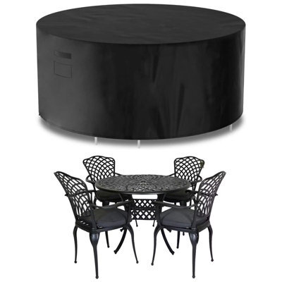 Futura 420D Round 190X80Cm Waterproof Garden Furniture Cover, Outdoor Patio Weatherproof Table & Chair Set Shield - image 1