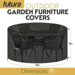 Futura 420D Round 190X80Cm Waterproof Garden Furniture Cover, Outdoor Patio Weatherproof Table & Chair Set Shield - thumbnail 6
