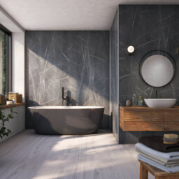 Rearo Selkie Mdf Bathroom Shower Wall Panel (H)2420mm X (W)1180mm X (D)11mm Tongue & Groove - Gransasso Matte Finish - thumbnail 3