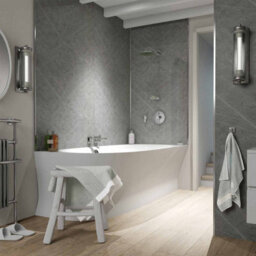 Rearo Selkie Mdf Bathroom Shower Wall Panel (H)2420mm X (W)1180mm X (D)11mm Tongue & Groove - Gransasso Matte Finish - thumbnail 6