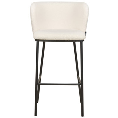 Wyld and Coco Boucle Bar Chairs Set Of 2 - White Boucle Upholstery, Black Powder-Coated Metal Legs, Curved Backrest - image 1