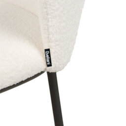 Wyld and Coco Boucle Bar Chairs Set Of 2 - White Boucle Upholstery, Black Powder-Coated Metal Legs, Curved Backrest - thumbnail 8