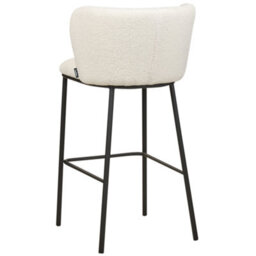 Wyld and Coco Boucle Bar Chairs Set Of 2 - White Boucle Upholstery, Black Powder-Coated Metal Legs, Curved Backrest - thumbnail 6