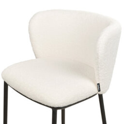 Wyld and Coco Boucle Bar Chairs Set Of 2 - White Boucle Upholstery, Black Powder-Coated Metal Legs, Curved Backrest - thumbnail 7