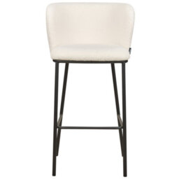 Wyld and Coco Boucle Bar Chairs Set Of 2 - White Boucle Upholstery, Black Powder-Coated Metal Legs, Curved Backrest - thumbnail 1