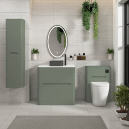 Royal Bathrooms Venice 800mm Sage Green Freestanding Bathroom Countertop Vanity Unit 2 Drawer With Art Square Basin - thumbnail 4