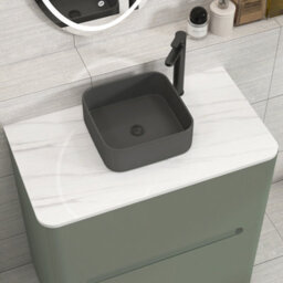 Royal Bathrooms Venice 800mm Sage Green Freestanding Bathroom Countertop Vanity Unit 2 Drawer With Art Square Basin - thumbnail 6