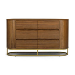 Teamson Home Walnut Veneer Wide 6-Drawer Chest With Metal Base, Natural - thumbnail 6
