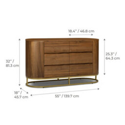 Teamson Home Walnut Veneer Wide 6-Drawer Chest With Metal Base, Natural - thumbnail 5