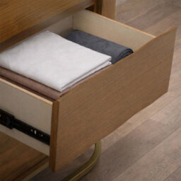 Teamson Home Walnut Veneer Wide 6-Drawer Chest With Metal Base, Natural - thumbnail 4