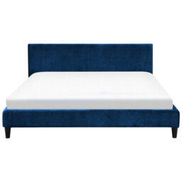 Beliani Bed Velvet Fitou 180 X 200 Cm (Eu Super King) Dark Blue - thumbnail 5