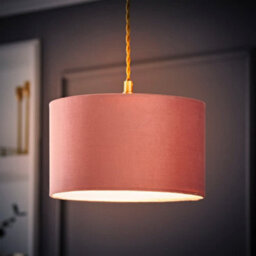Valuelights Reni Blush Velvet Drum Ceiling Lamp Shade (D)25Cm - thumbnail 2