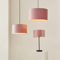 Valuelights Reni Blush Velvet Drum Ceiling Lamp Shade (D)25Cm - thumbnail 6
