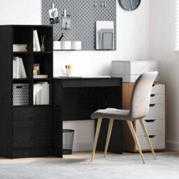 Berkfield Writing Desk Black Oak Engineered Wood 70 X 50 X 76 Cm Durable
