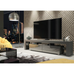 Tv Unit 200Cm Modern Dark Grey With High Gloss Doors - Creative Furniture - thumbnail 3