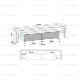 Tv Unit 200Cm Modern Dark Grey With High Gloss Doors - Creative Furniture - thumbnail 4