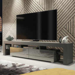 Tv Unit 200Cm Modern Dark Grey With High Gloss Doors - Creative Furniture - thumbnail 6