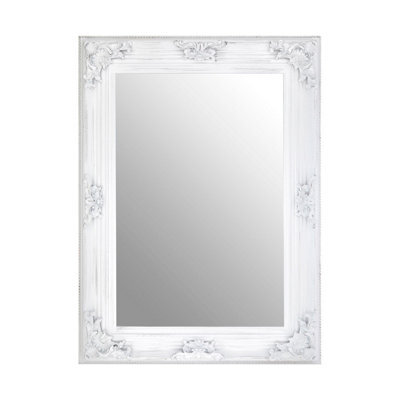 Orsina Antique White Wall Mirror With Wood Frame,mirror With Hooks For Landscape Or Portrait Display,slim Mirror - image 1