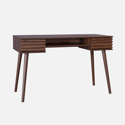 Sweeek - 2-Drawers Wooden Effect Desk  Madere Walnut 120X55X76.5 Cm - image 1