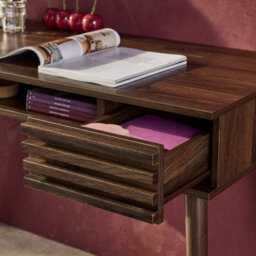 Sweeek - 2-Drawers Wooden Effect Desk  Madere Walnut 120X55X76.5 Cm - thumbnail 6