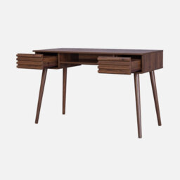 Sweeek - 2-Drawers Wooden Effect Desk  Madere Walnut 120X55X76.5 Cm - thumbnail 2