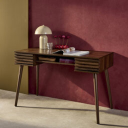Sweeek - 2-Drawers Wooden Effect Desk  Madere Walnut 120X55X76.5 Cm - thumbnail 5