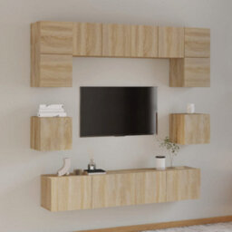 Berkfield 8 Piece Tv Cabinet Set Sonoma Oak Engineered Wood - thumbnail 1