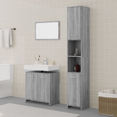 Berkfield 3 Piece Bathroom Furniture Set Grey Sonoma Engineered Wood - image 1