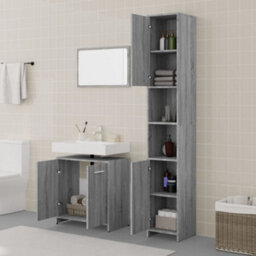 Berkfield 3 Piece Bathroom Furniture Set Grey Sonoma Engineered Wood - thumbnail 3