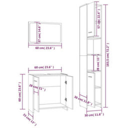Berkfield 3 Piece Bathroom Furniture Set Grey Sonoma Engineered Wood - thumbnail 6