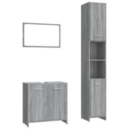 Berkfield 3 Piece Bathroom Furniture Set Grey Sonoma Engineered Wood - thumbnail 2