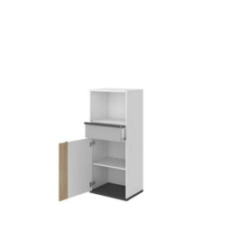Arte Stylish Imola Sideboard Cabinet With Open Compartment In White Matt - Spacious And Modern (H)1300mm (W)550mm (D)400mm - thumbnail 2