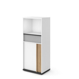 Arte Stylish Imola Sideboard Cabinet With Open Compartment In White Matt - Spacious And Modern (H)1300mm (W)550mm (D)400mm - thumbnail 1
