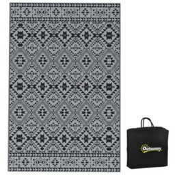 Outsunny Reversible Waterproof Outdoor Rug W/ Carry Bag, 182 X 274Cm, Black - thumbnail 2