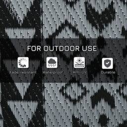 Outsunny Reversible Waterproof Outdoor Rug W/ Carry Bag, 182 X 274Cm, Black - thumbnail 6