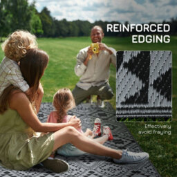 Outsunny Reversible Waterproof Outdoor Rug W/ Carry Bag, 182 X 274Cm, Black - thumbnail 8