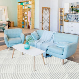 Silver Outdoor Rug, Geometric Striped Stain-Resistant Rug For Patio, 3mm Modern Outdoor Area Rug-160Cm X 220Cm - thumbnail 5