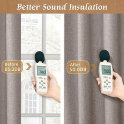 Ameha Beige Linen Look 100%blackout Eyelet Curtain 90X90 Inches Ready Made Thermal Insulated Energy Saving For Living Room Curtain - thumbnail 5